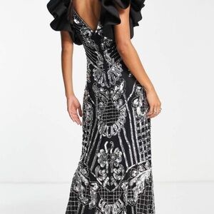 ASOS Black and Silver Sequin Cocktail Gown
